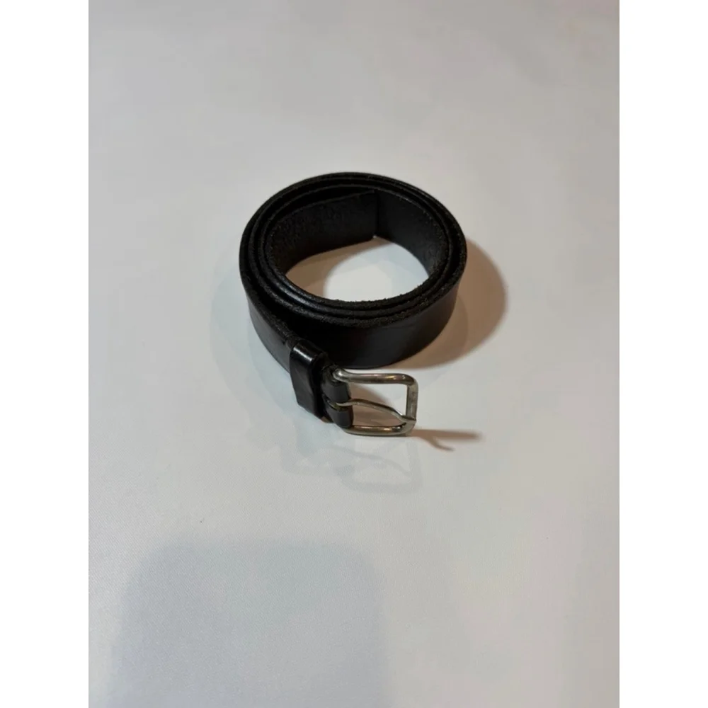 Banana Republic Black Leather Belt Silver Buckle Classic 36